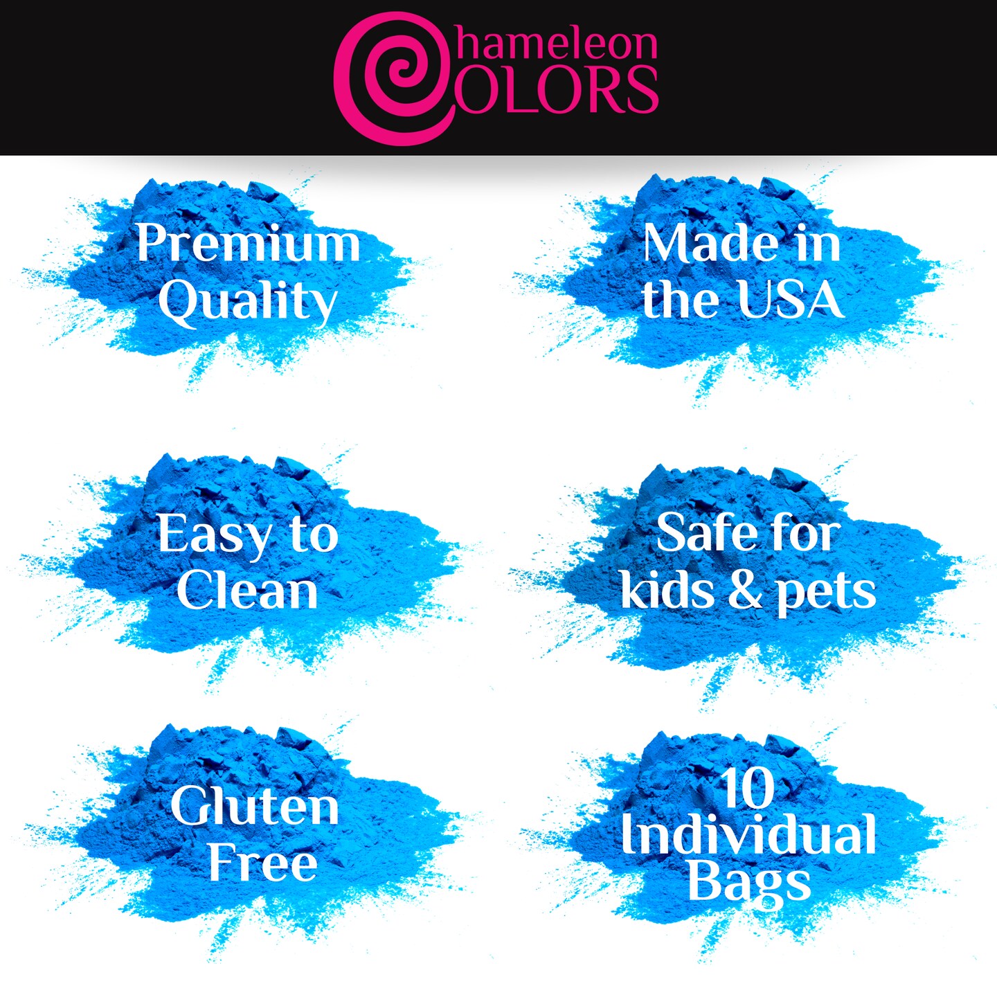 Blue Gender Reveal Powder | 70 Gram Blackout Packets | 10 Pack