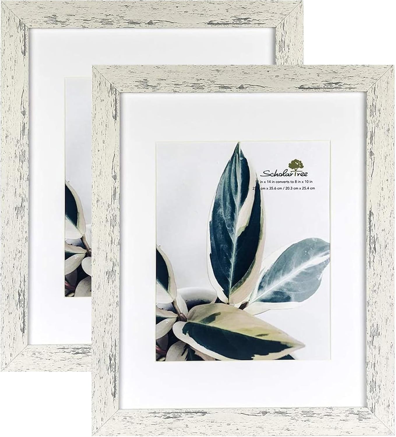 Rustic White Wooden 11x14 Picture Frame set of 2,Display 11x14 without Mat or 8x10 with Mat,Wall Gallery Photo Frames
