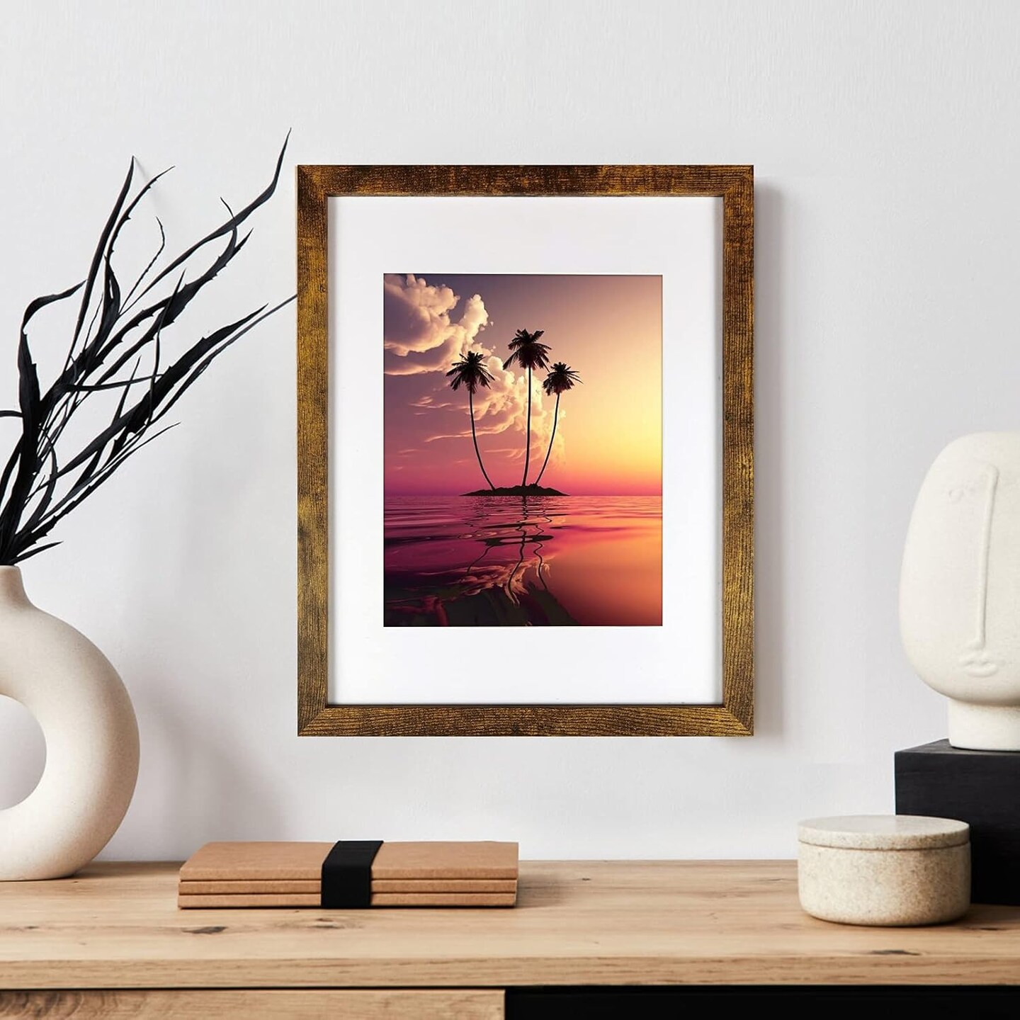 11x14 Frames, Display Pictures 8x10 With mat or 11x14 Prints Without Mat,Wall Mounting,Brown,6PCS