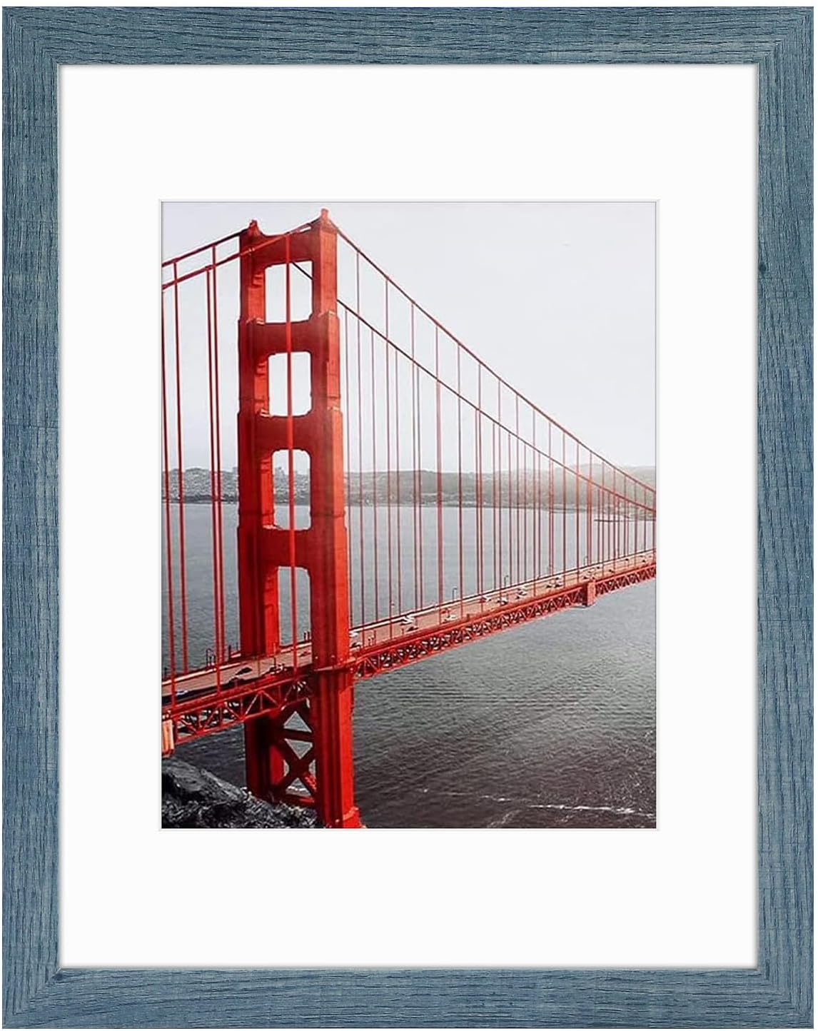 11x14 Frames Display 8x10 Picture with Mat or 11x14 Photo Without Mat, Shatter-Resistant Glass, Pre-Installed Wall Mounting Hardware - Blue