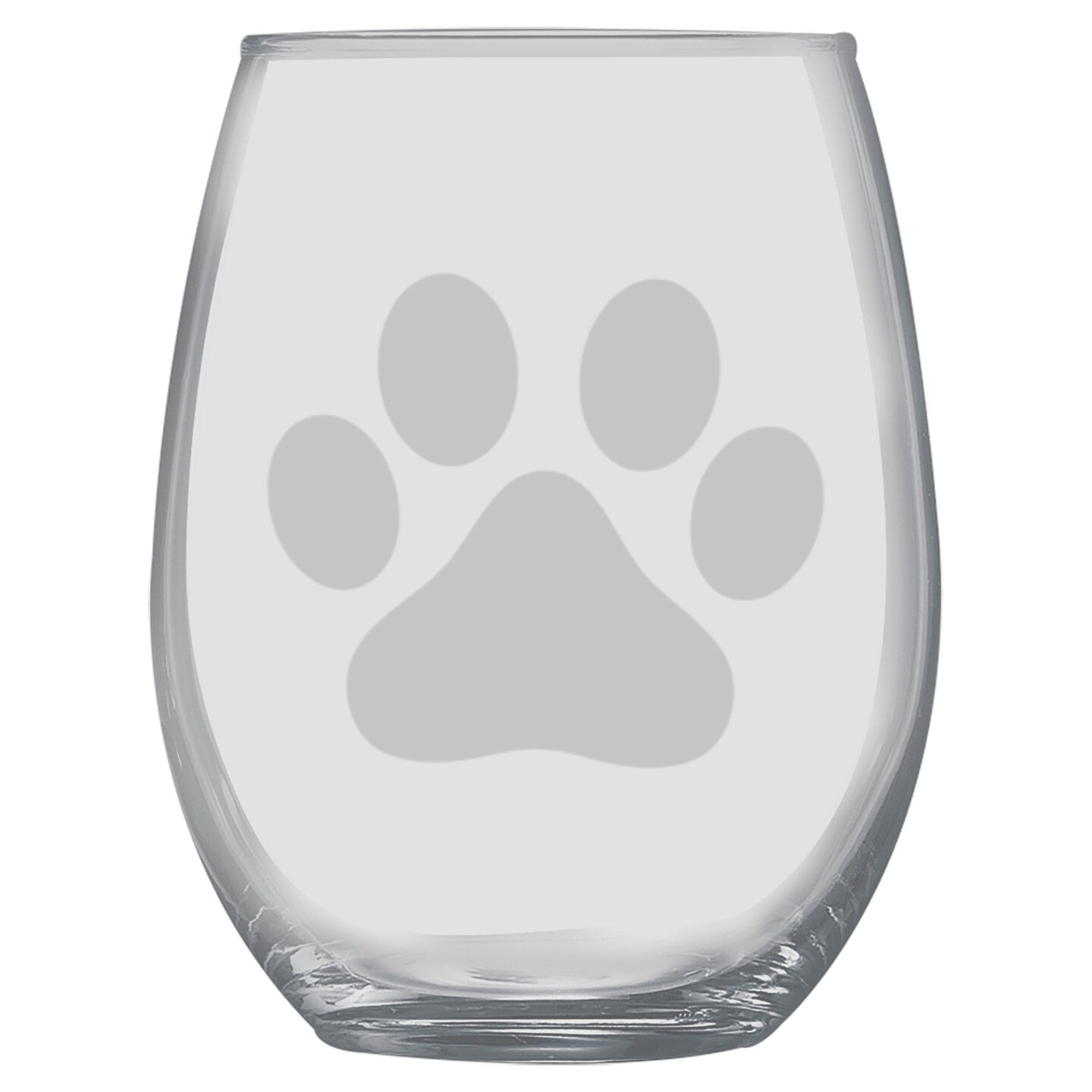 15oz Stemless Wine Glass -  Dog Paw