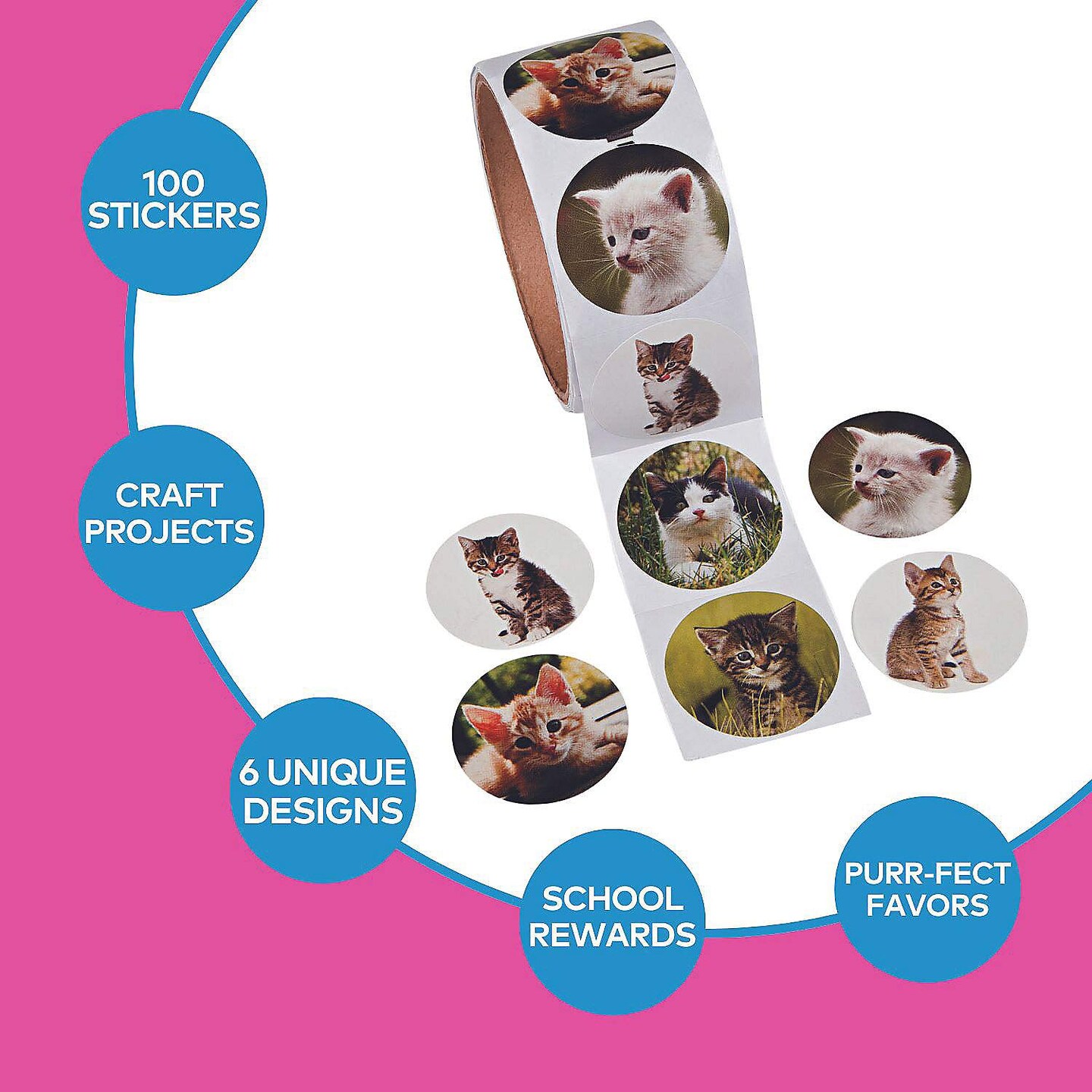1 1/2" Realistic Cat Photo Paper Sticker Roll 100 Pc | Michaels