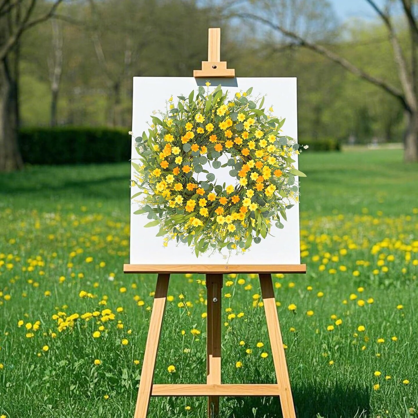 24" Yellow Daisy Summer Wreath – Handmade Front Door & Home Décor