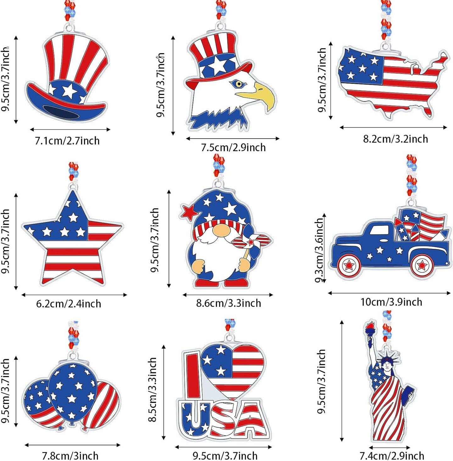 36 Sets 4th of July Suncatcher Craft Kit, Paint Your Own Patriotic Window Hanging Ornaments, American Flag DIY Arts and Crafts for Kids, Independence Day Classroom Party Activities