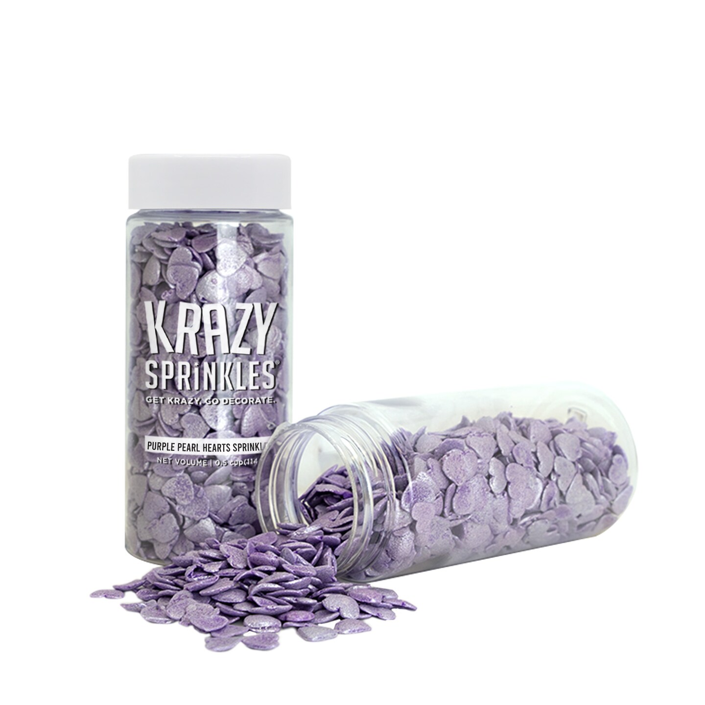 Krazy Sprinkles - Purple Pearl Hearts (1/2 Cup, 1x Jar) for Cakes, Ice Cream &#x26; Cookies