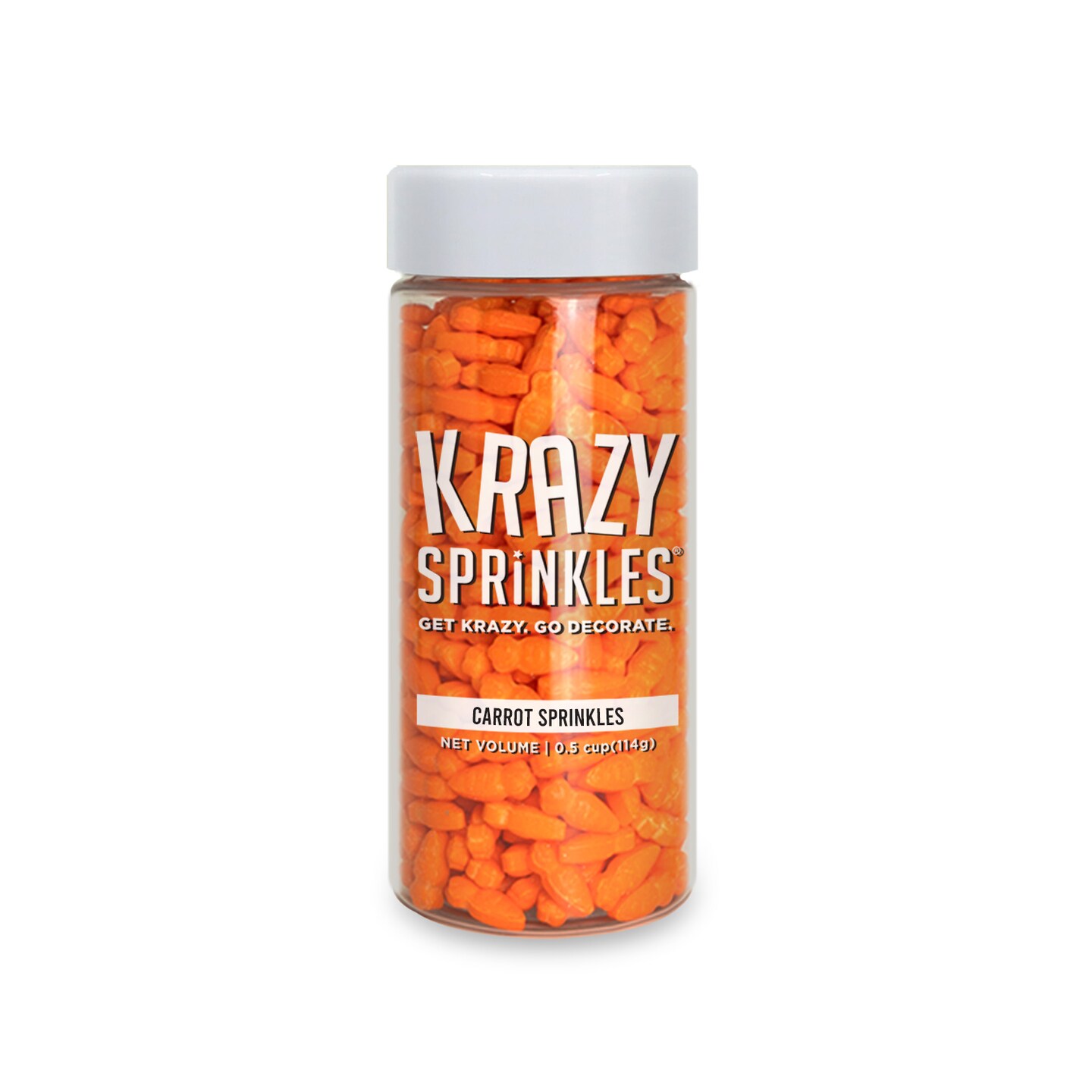 Krazy Sprinkles - Carrots (1/2 Cup, 1x Jar) for Cakes, Ice Cream &#x26; Cookies