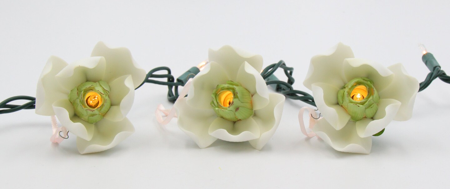 Ceramic Magnolia Flower Light Covers-Set of 3, Home Decor, Wedding Decor, Romantic Decor, Gift for Her, Gift for Mom