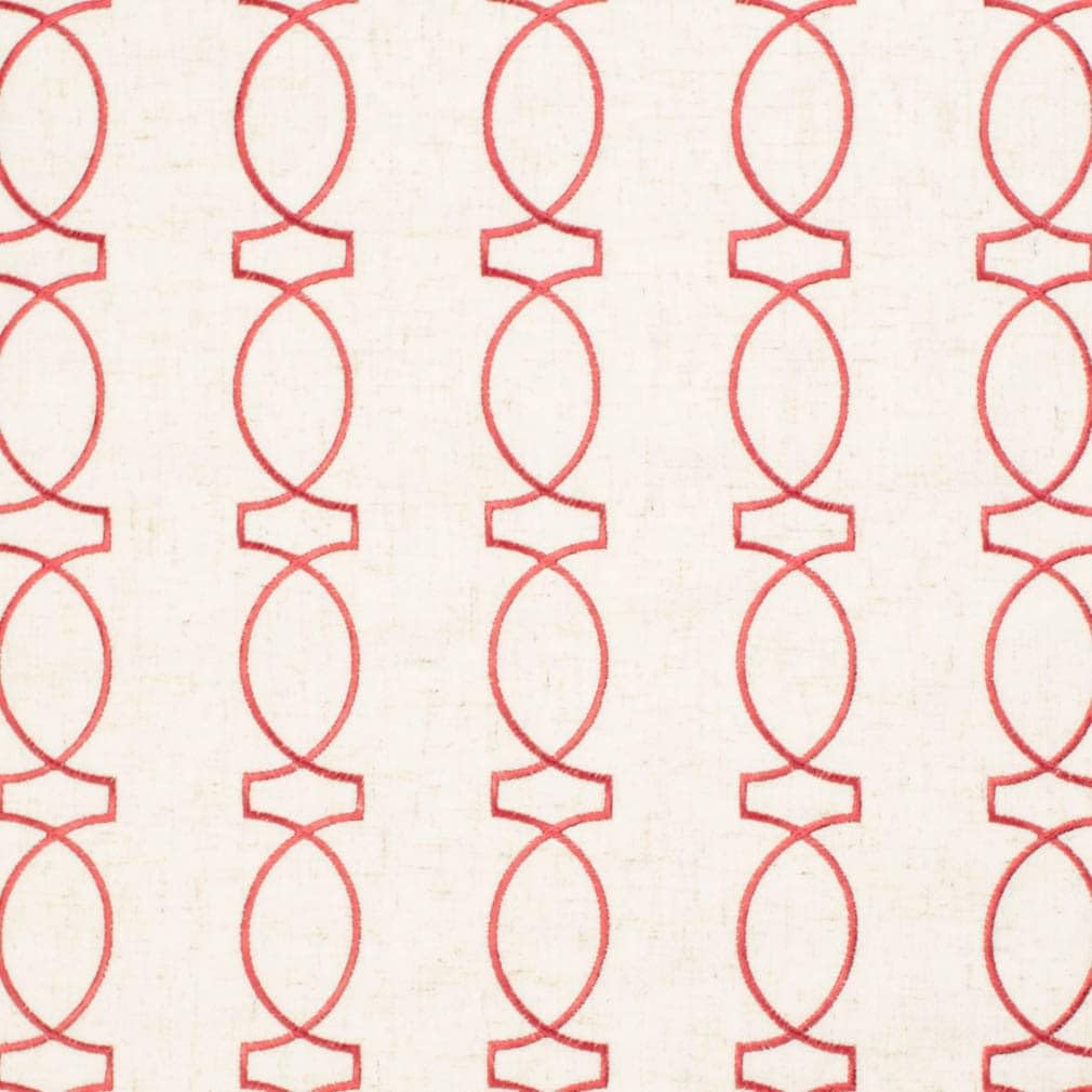 Red Embroidery Geometric Upholstery Fabric by The Yard - SKU: Barkley Carmine