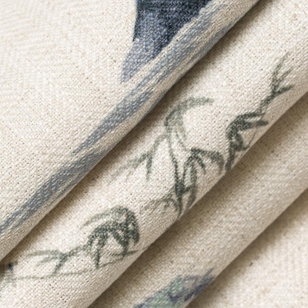 Blue Toile Linen Look Print Upholstery Fabric by The Yard - SKU: Fairbank River