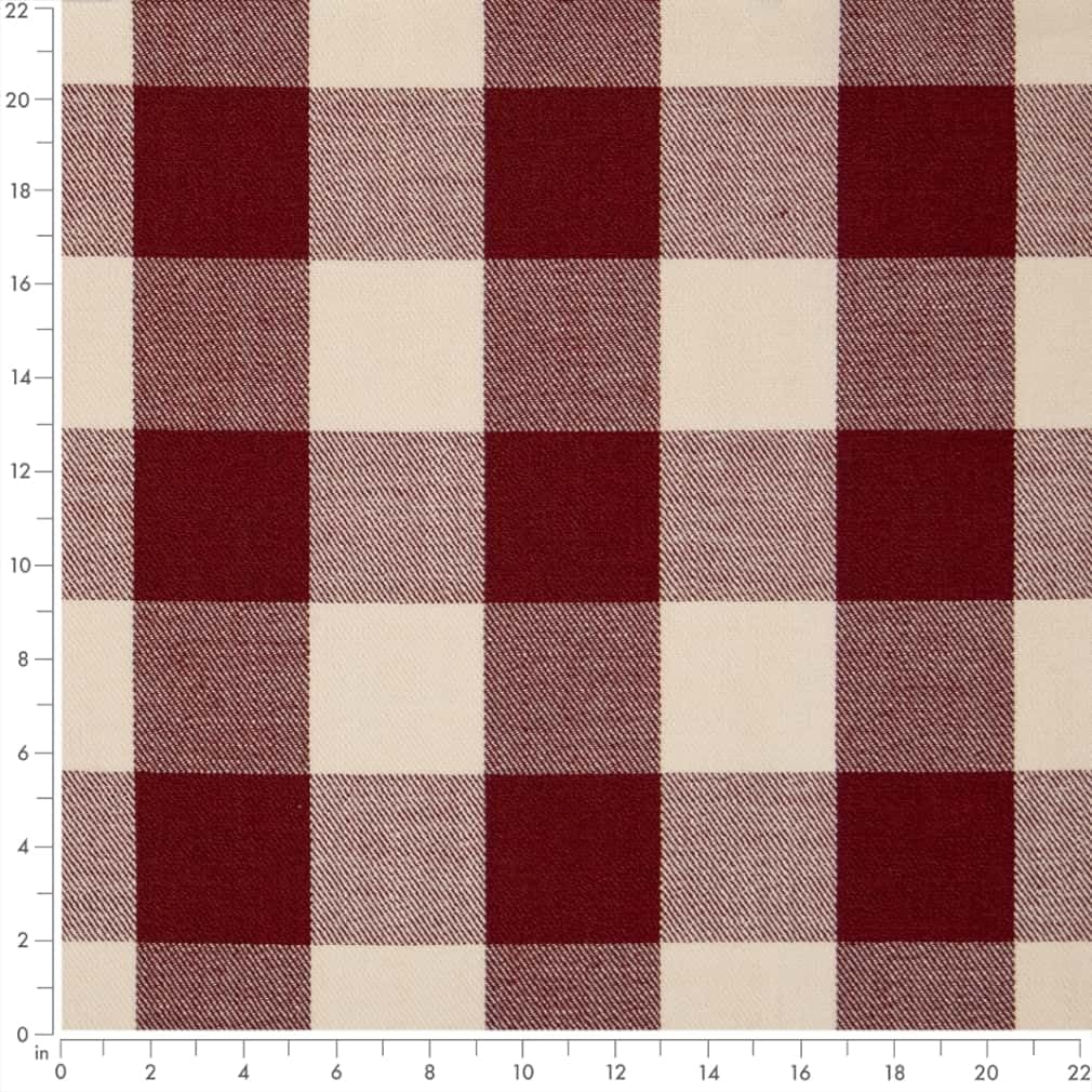 Red Check Plaid Woven Pattern Upholstery Fabric by The Yard - SKU: Elba Crimson