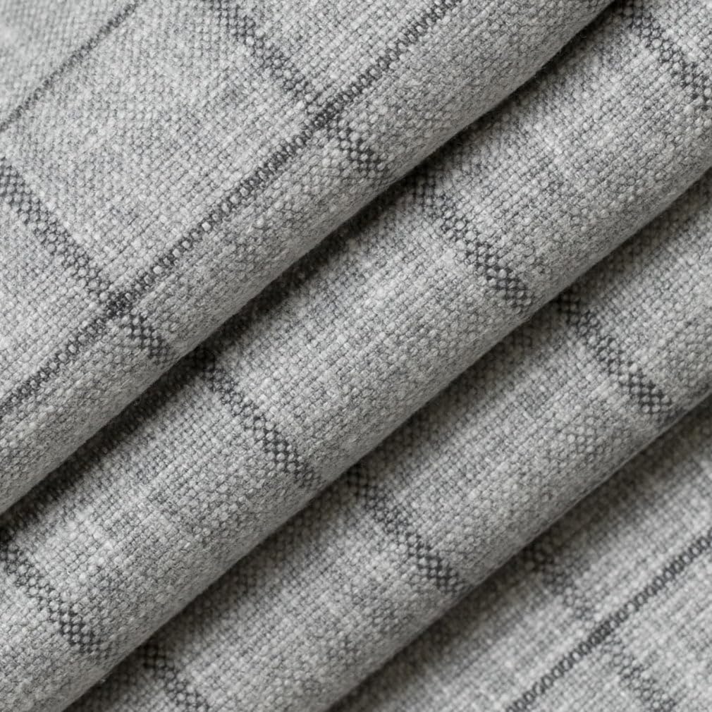 Grey Plaid Woven Pattern Upholstery Fabric by The Yard - SKU: Kaylee Seagull