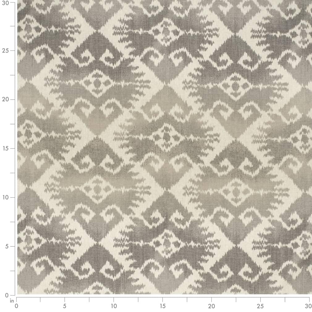 Grey & Beige Abstract Global Print Cotton Linen Blend Upholstery Fabric by The Yard - SKU: Creed Pewter