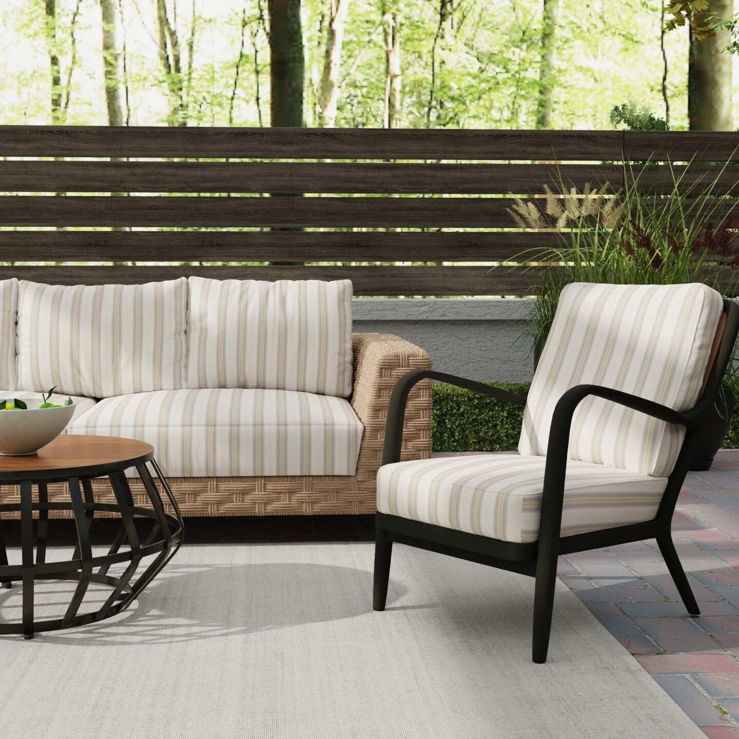 Yellow Gold Performance Grade Pet Friendly Woven Stripe Pattern Upholstery Fabric by The Yard - SKU: Solomon Citron