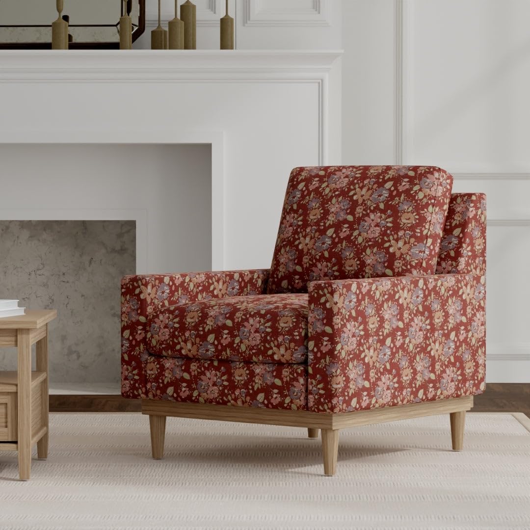 Brown Orange Rust Performance Grade Tapestry Woven Pattern Upholstery Fabric by The Yard - SKU: Granby Persimmon
