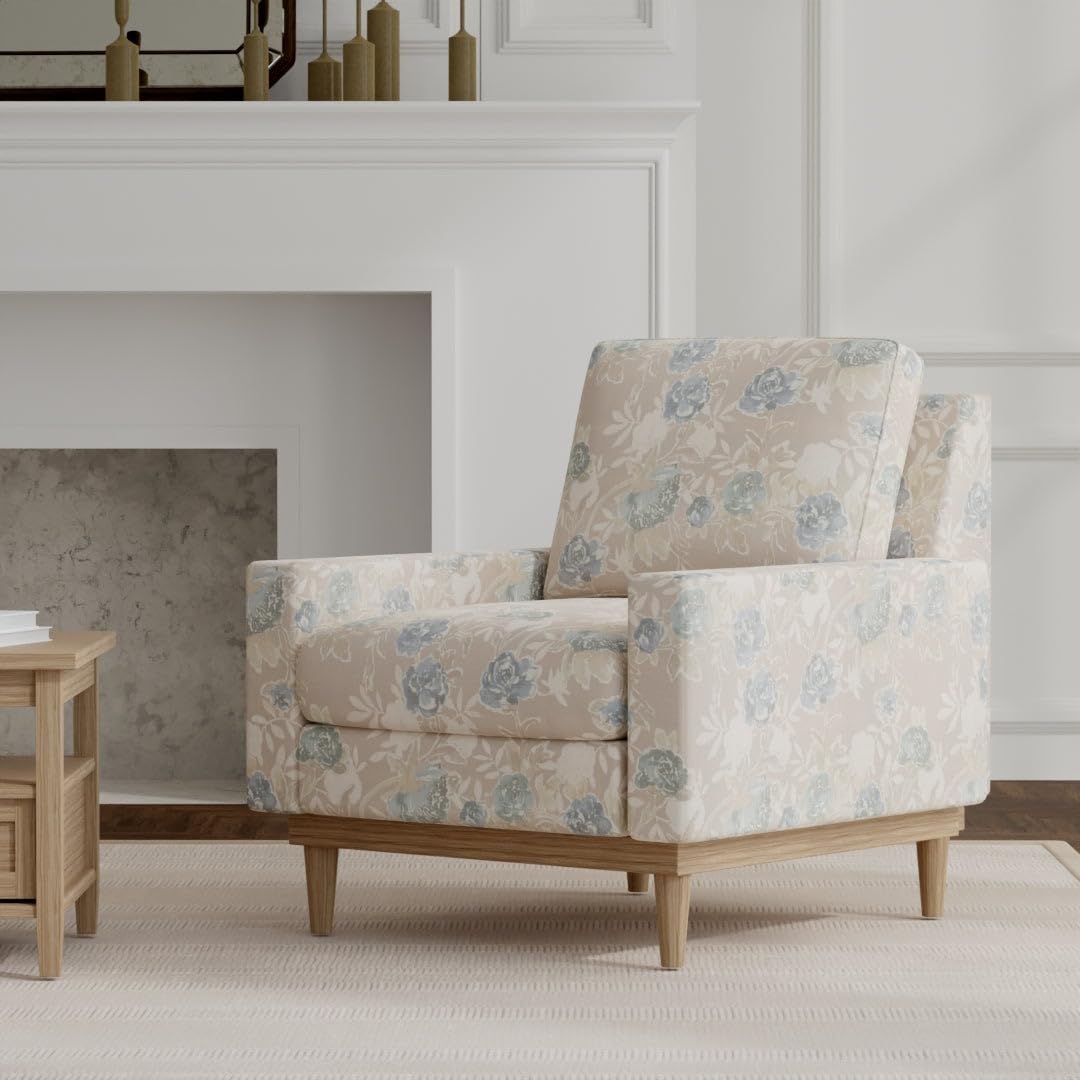 Aqua Teal Performance Grade Eco-Friendly Linen Look Print Upholstery Fabric by The Yard - SKU: Oriole Chambray