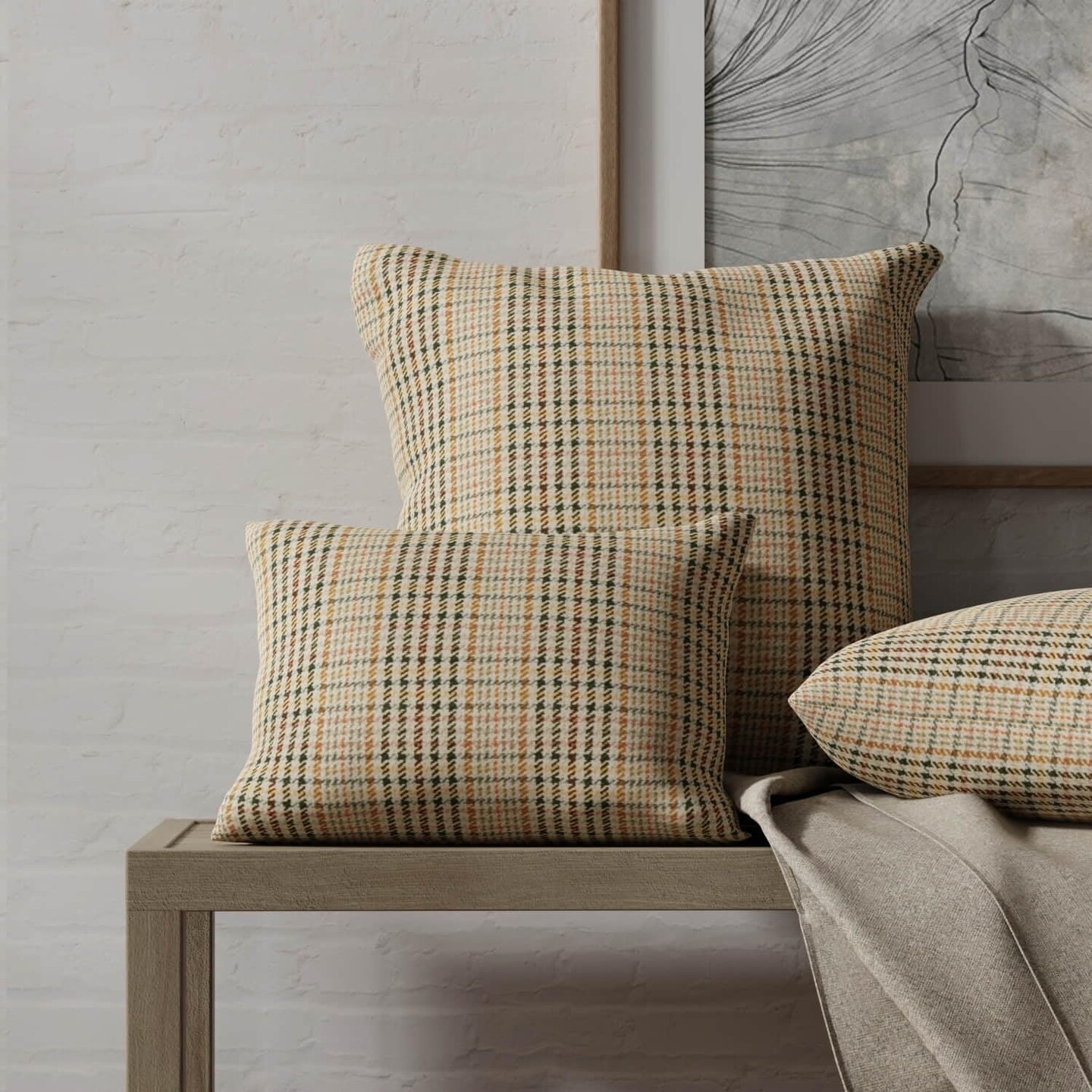 Green Stain Resistant Performance Pet Friendly Check Plaid Woven Pattern Upholstery Fabric by The Yard - SKU: Quest Rustic