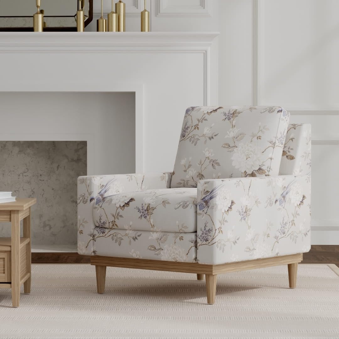 Grey Floral Print Upholstery Fabric by The Yard - SKU: Ward Haze