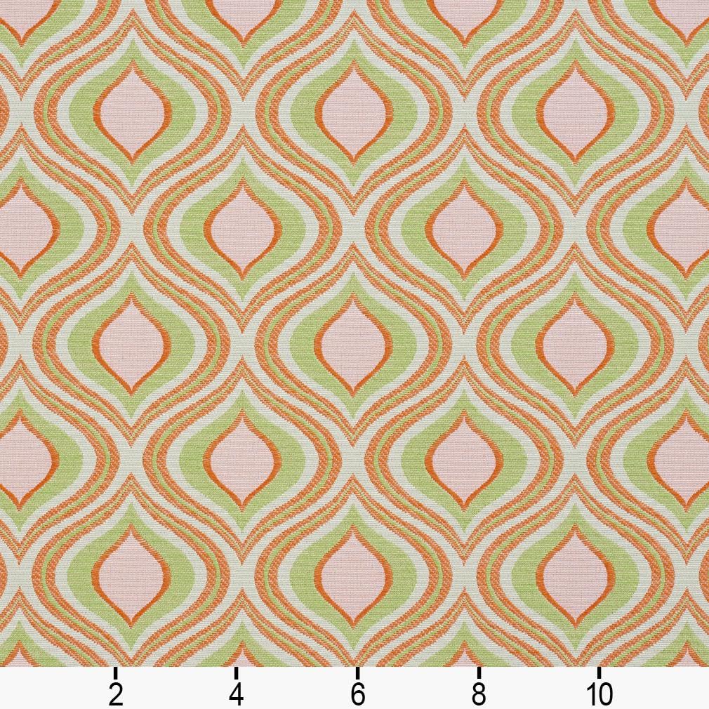 Green Orange Stain Resistant Performance Pet Friendly Abstract Geometric Woven Pattern Upholstery Fabric by The Yard - SKU: Journey Citrus
