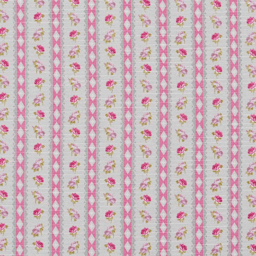 Pink Green Stain Resistant Performance Pet Friendly Small Scale Stripe Print Upholstery Fabric by The Yard - SKU: Brenda Petal