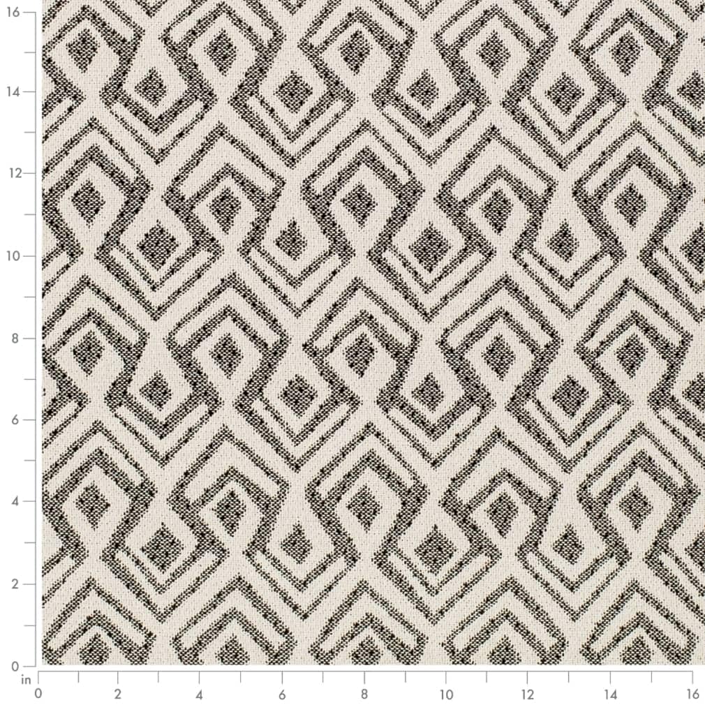 Black Performance Abstract Global Woven Pattern Upholstery Fabric by The Yard - SKU: Joni Ebony