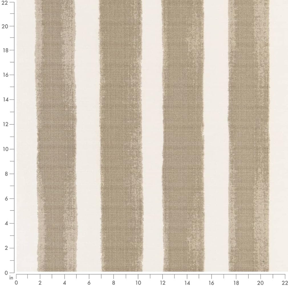 Natural Stain Resistant Performance Pet Friendly Stripe Print Upholstery Fabric by The Yard - SKU: Michaela Dove