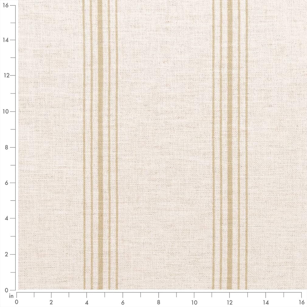 Natural Stain Resistant Performance Pet Friendly Stripe Linen Look Woven Pattern Upholstery Fabric by The Yard - SKU: Johnny Sand