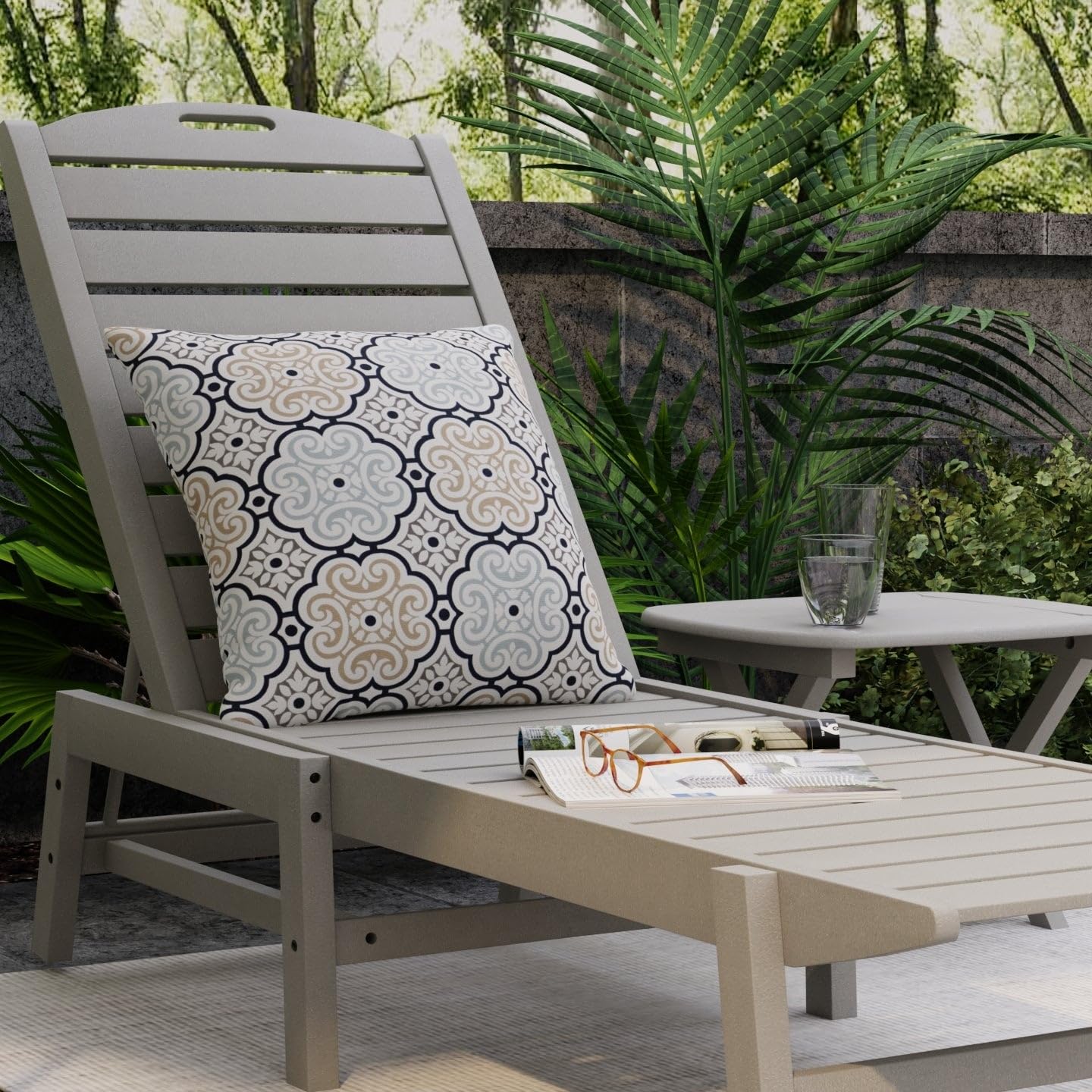 Blue Stain Resistant Performance Pet Friendly Abstract Print Upholstery Fabric by The Yard - SKU: Maynard Stone