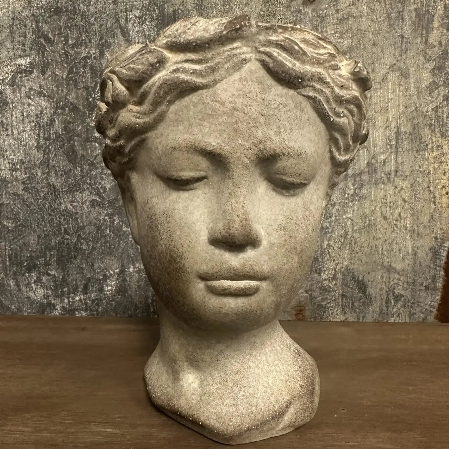 Cement Woman Face Planter Vase for Indoor Plants Artistic Home Decor