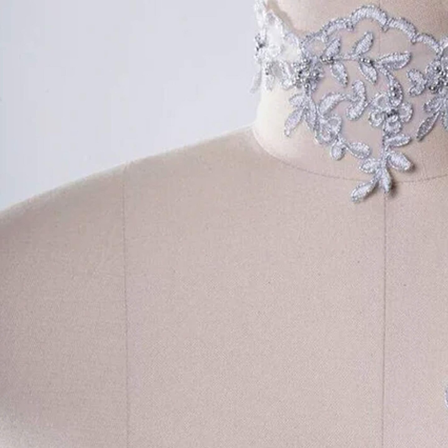 1 Yard Shimmery Ivory Polyester Lace Trim with Ivory Beaded Embellishments 3 Inch Width