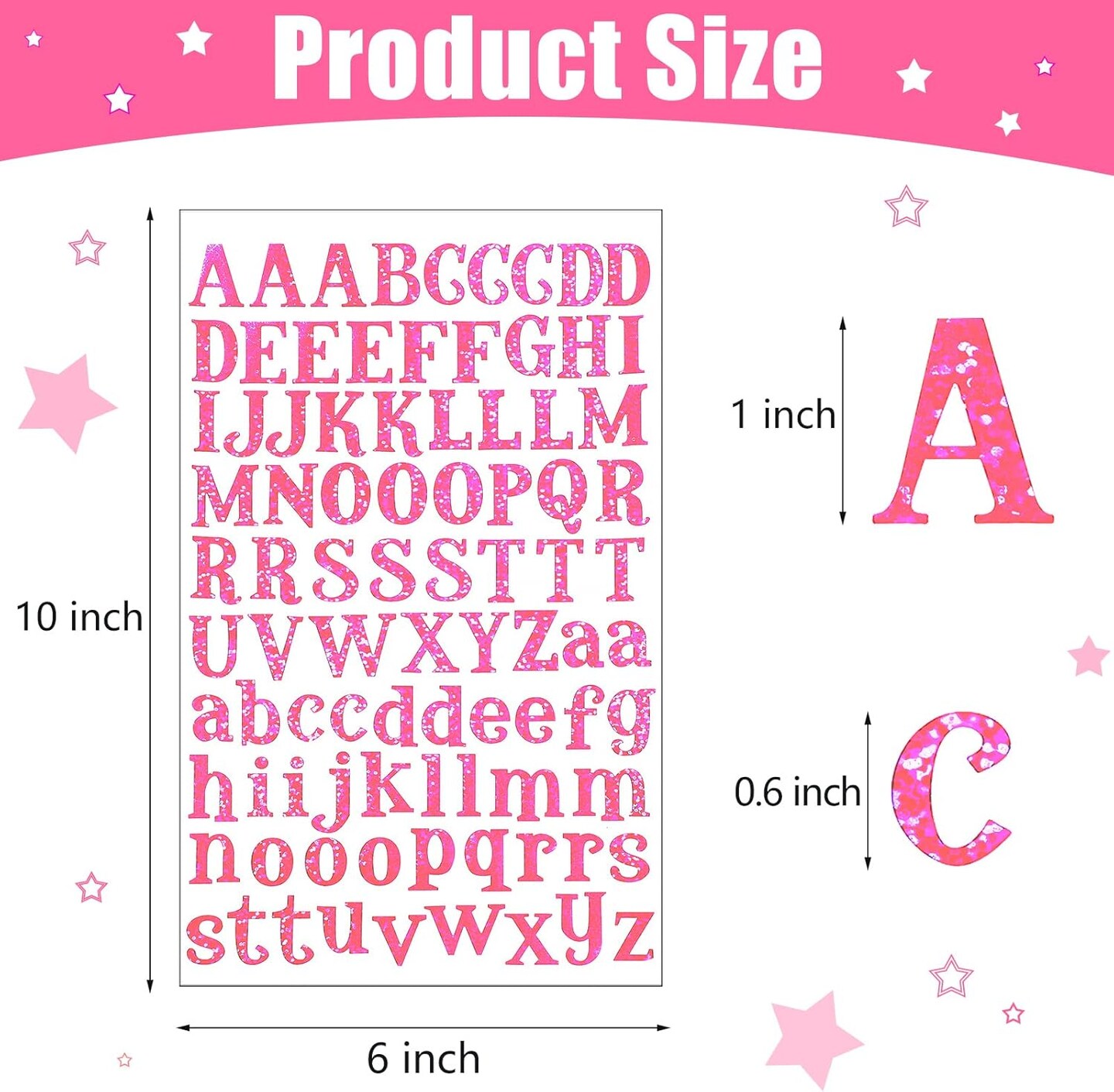 2160 Pieces 24 Sheets Holographic Laser Letter Stickers