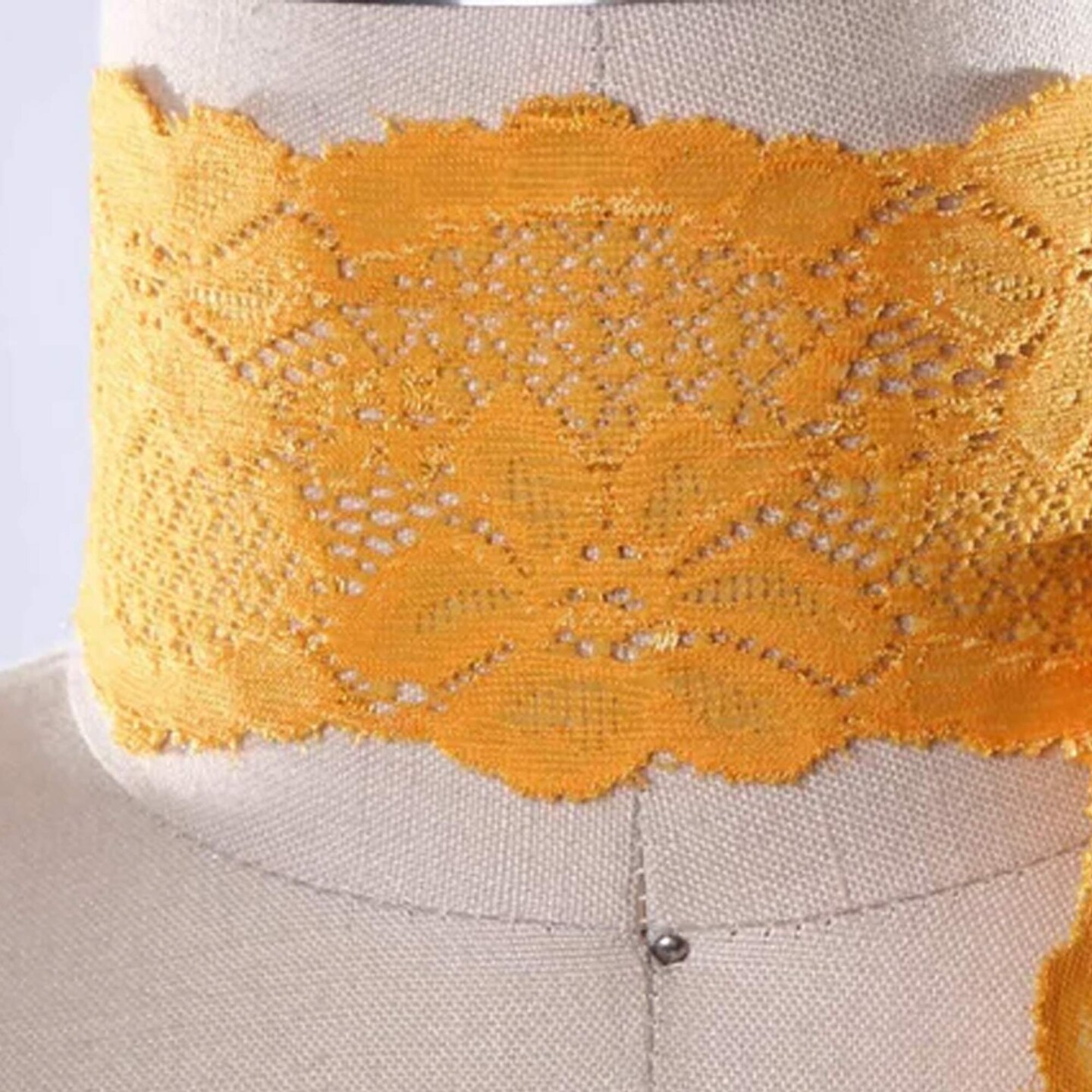2 Yards Carrot Orange Wide Stretch Floral Elastic Lace Trim for Sewing Projects