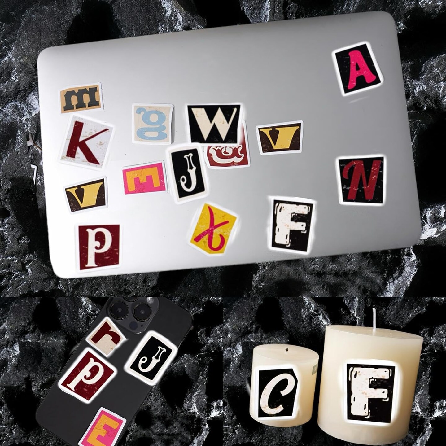 104Pcs Alphabet Stickers Waterproof Vinyl Decals Vintage Letter Stickers A-Z