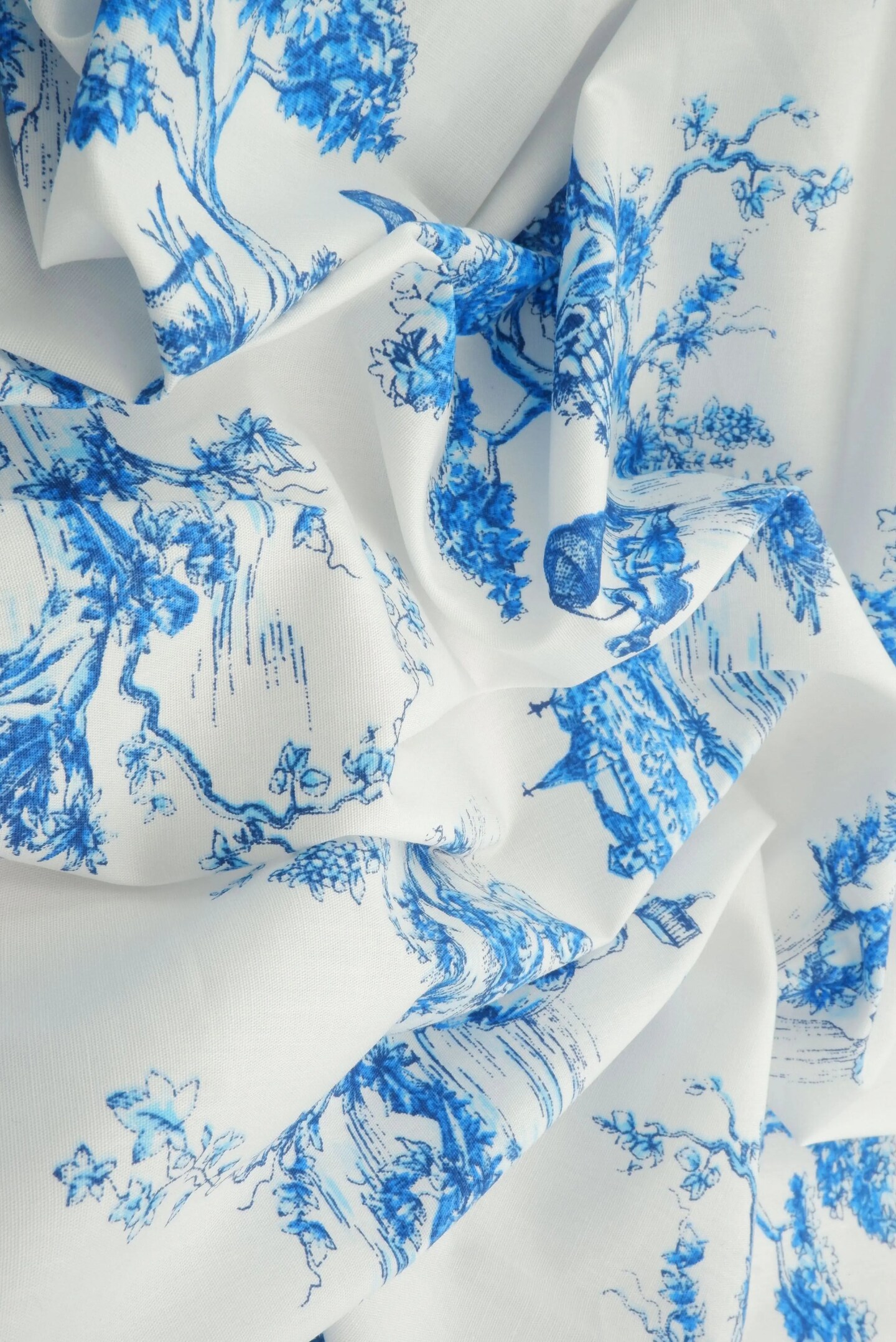 1 Yard Stretch Poplin Toile Print Fabric Cotton Spandex Woven, 57/58" Width