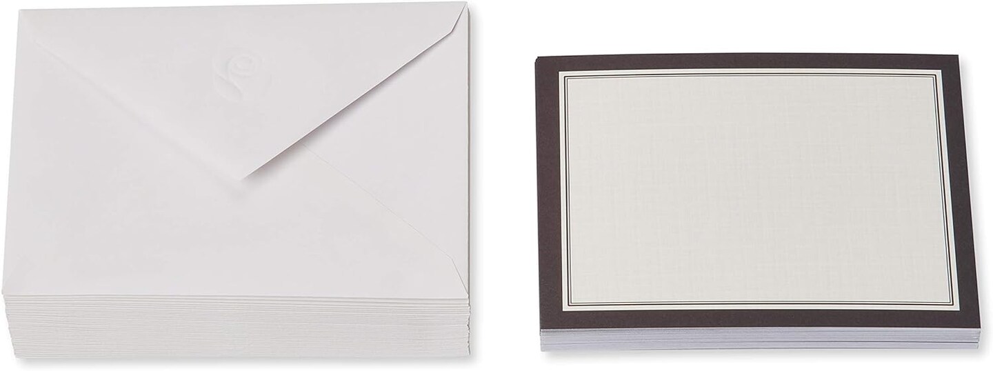 Single Panel Blank Cards with Envelopes, White with Black Border (40-Count)