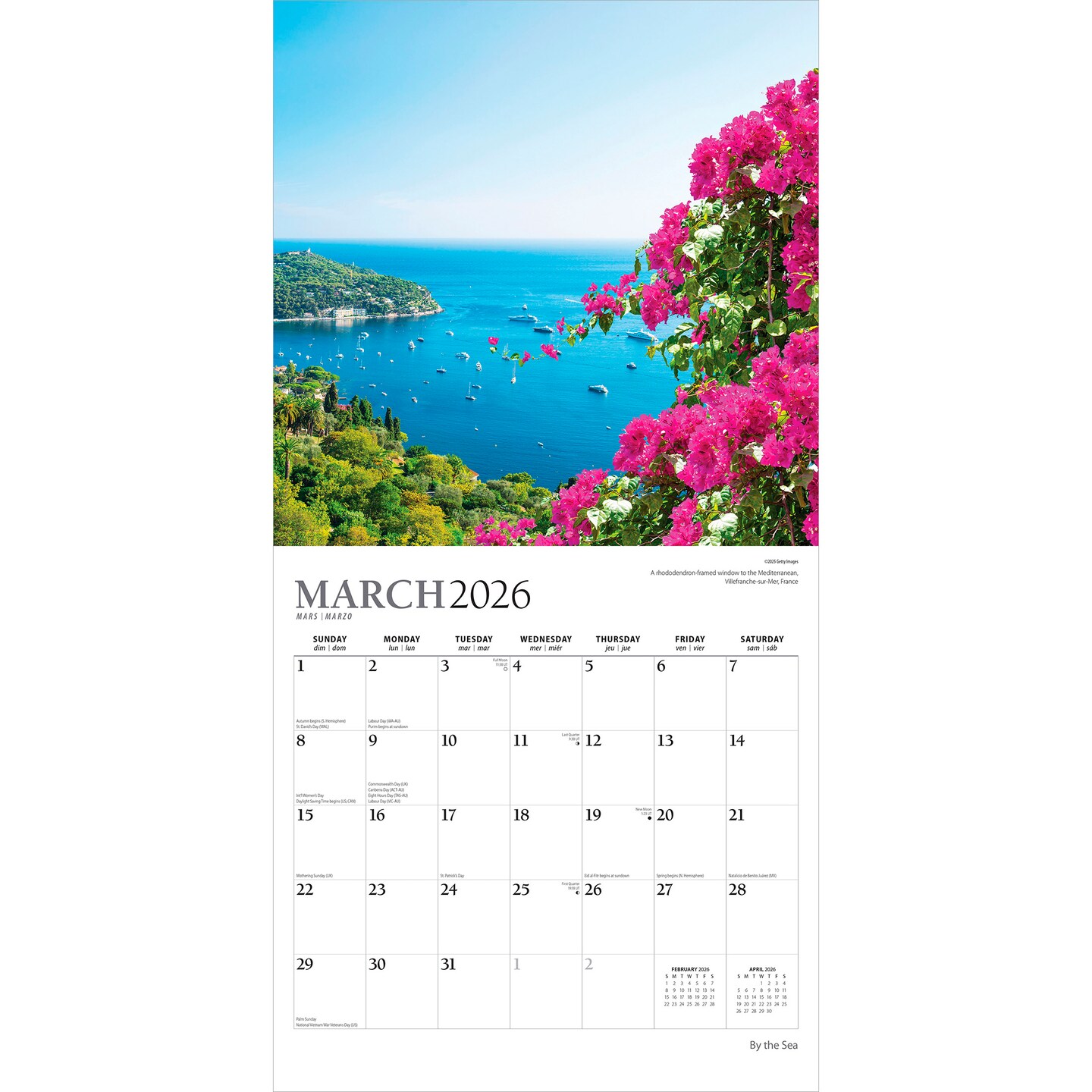 By the Sea | 2026 12 x 24 Inch (Hanging) Monthly Square Wall Calendar | Foil Stamped Cover