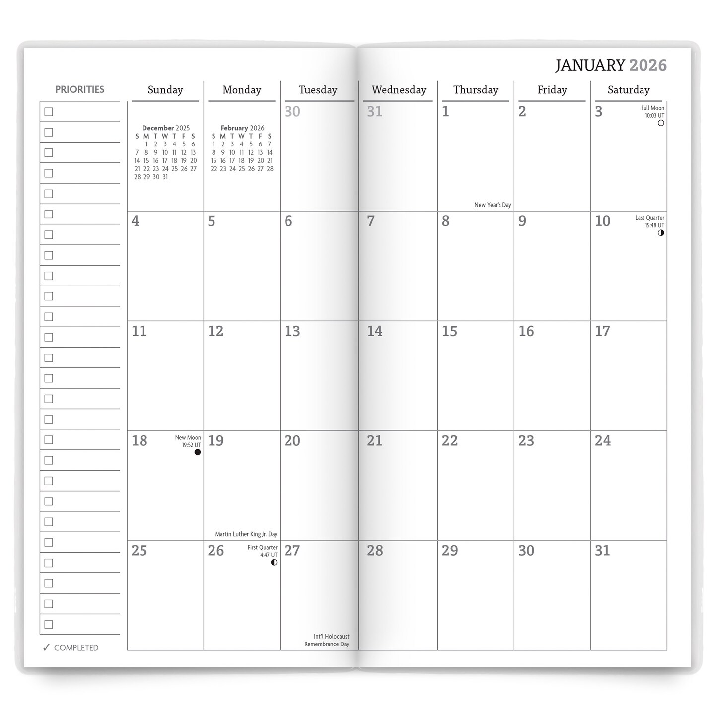 ViewPoint Black | 2026-2027 3.5 x 6.5 Inch Two Year Monthly Pocket Planner Calendar | Foil Stamped Cover