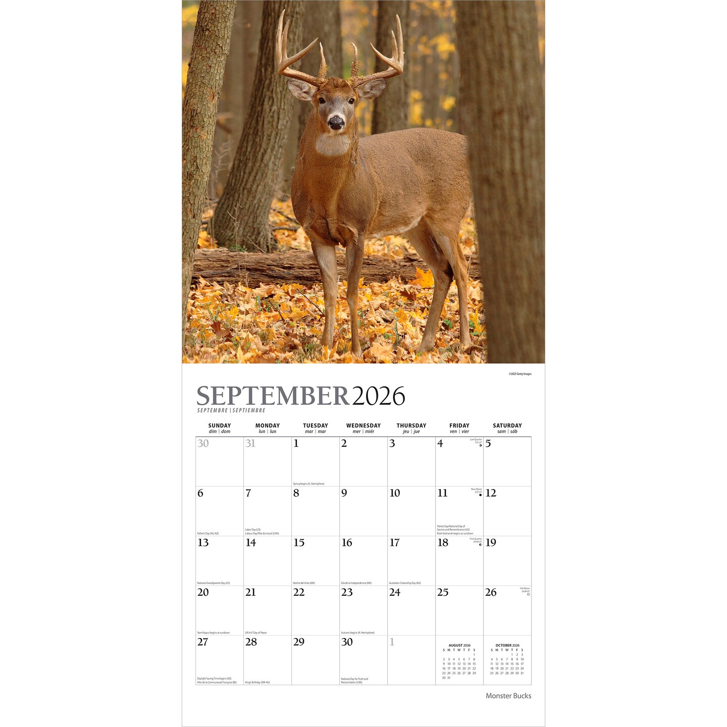 Monster Bucks | 2026 12 x 24 Inch (Hanging) Monthly Square Wall Calendar | Foil Stamped Cover