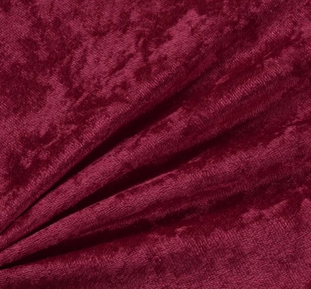 1 Yard Burgundy Crushed Panne Velour 58/60" Apparel Fabric 100% Polyester Stretch Velvet
