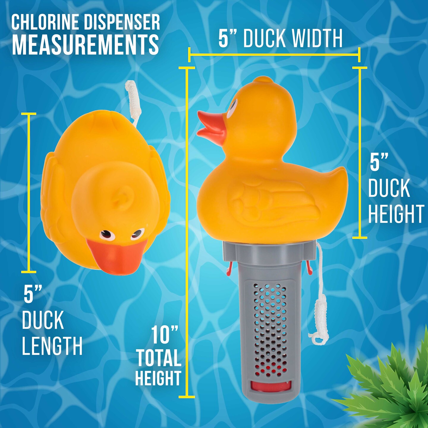 U.S. Pool Supply Duck Floating Spa, Hot Tub &#x26; Small Pool Chlorine and Bromine Dispenser - Holds 1&#x22; Tablets, 6 Flow Level Control Settings