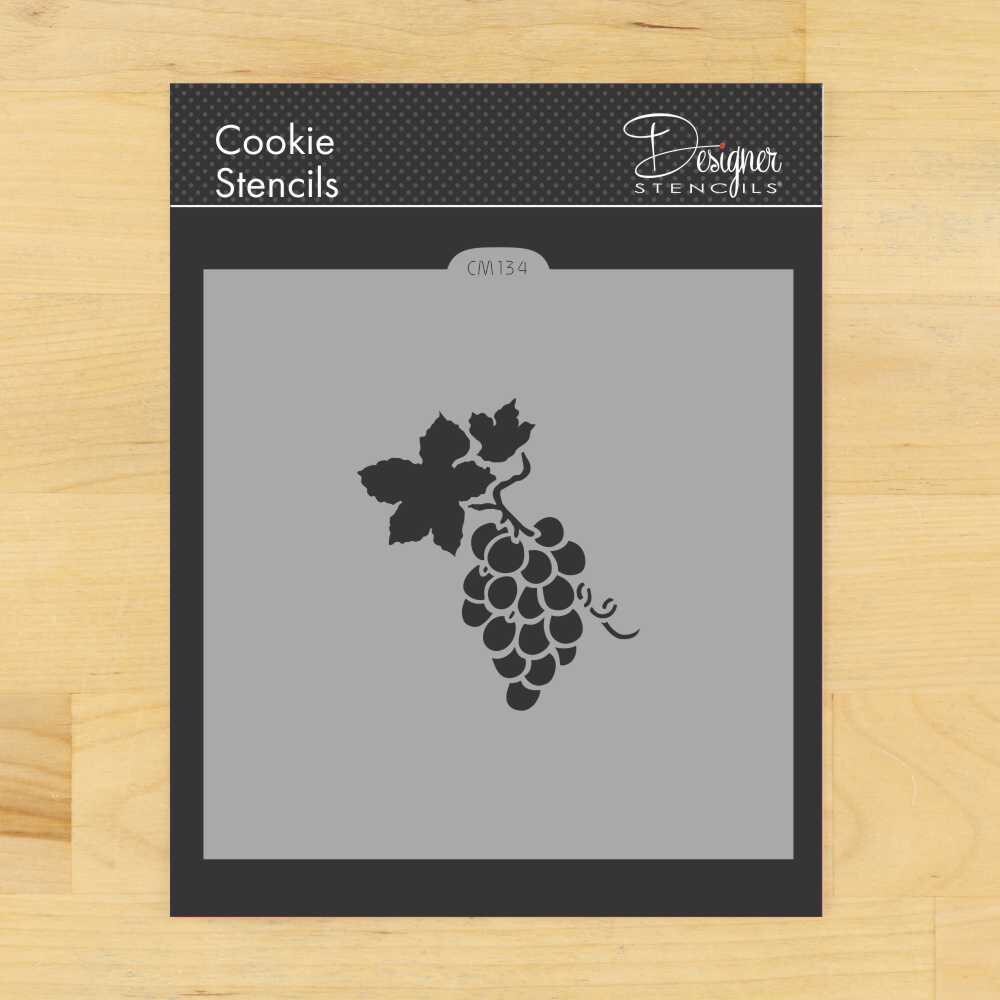 Grape Bunch Cookie & Craft Stencil | CM134 by Designer Stencils | Cookie Decorating Tools |