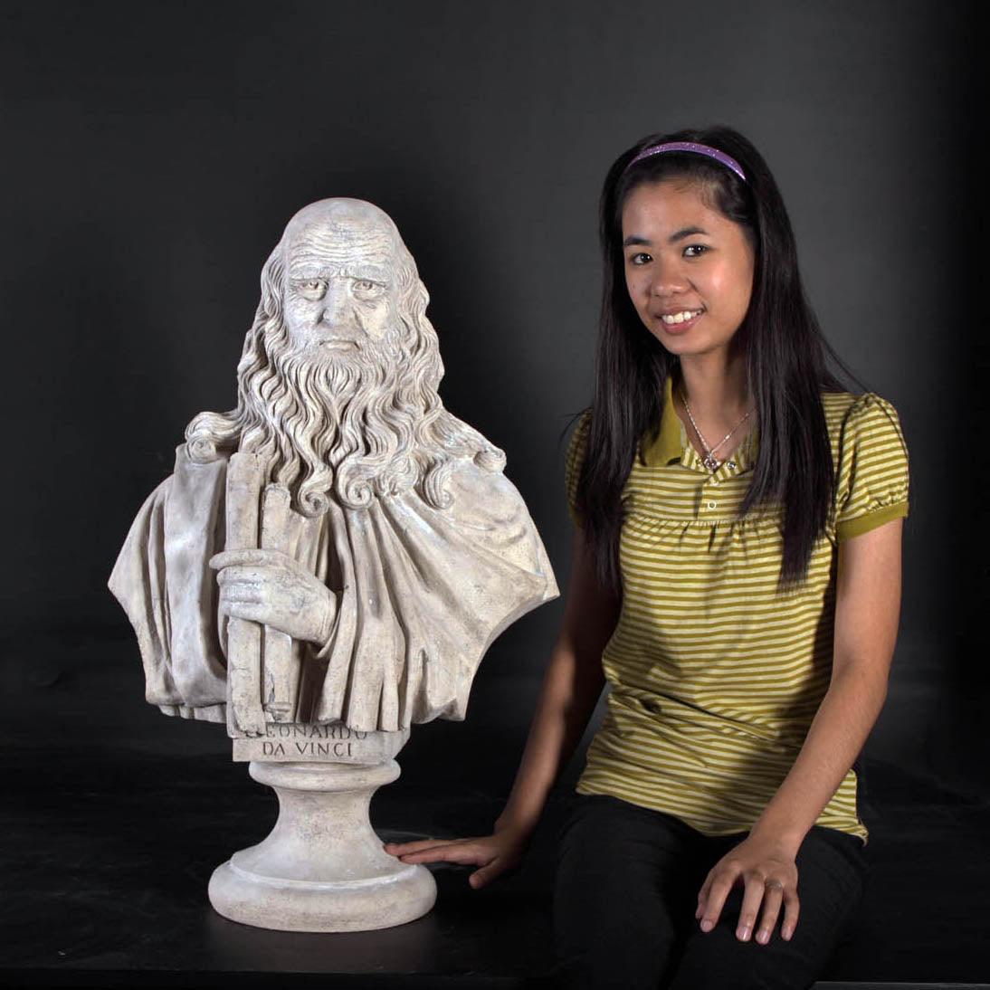 Leonardo Da Vinci Stone Bust Life Size Statue
