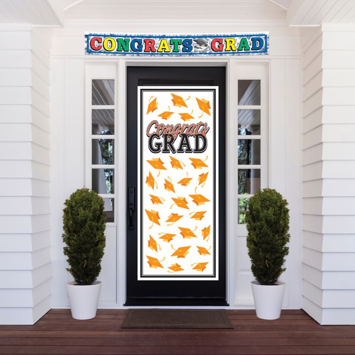 12 Pack Beistle Orange Congrats Grad Door Cover
