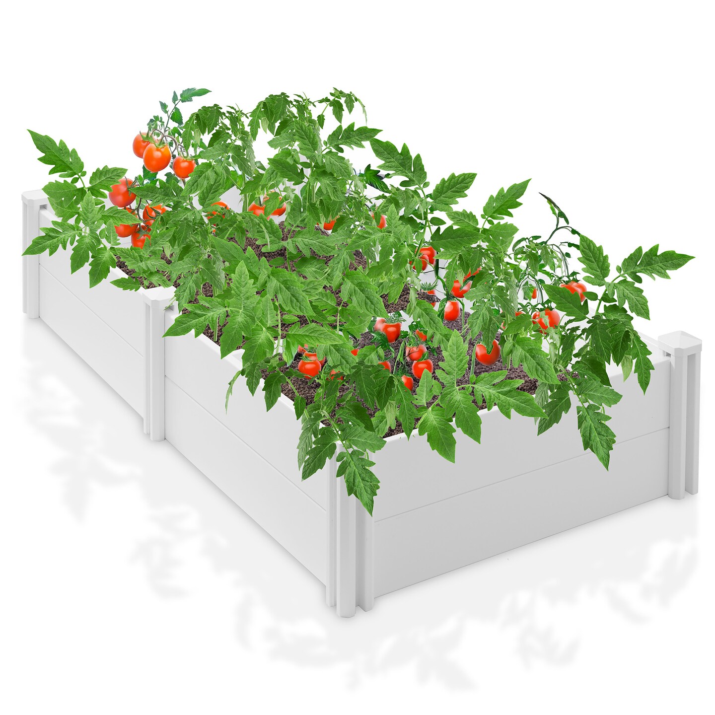 Casafield White Vinyl Raised Garden Bed, Outdoor Above Ground Garden Planter Box for Flowers, Vegetables, and Gardening