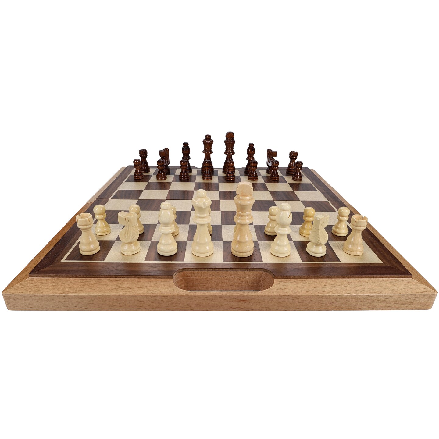 WE Games Folding Wood Travel Chess Set - 16 in. Board, 3 in. King