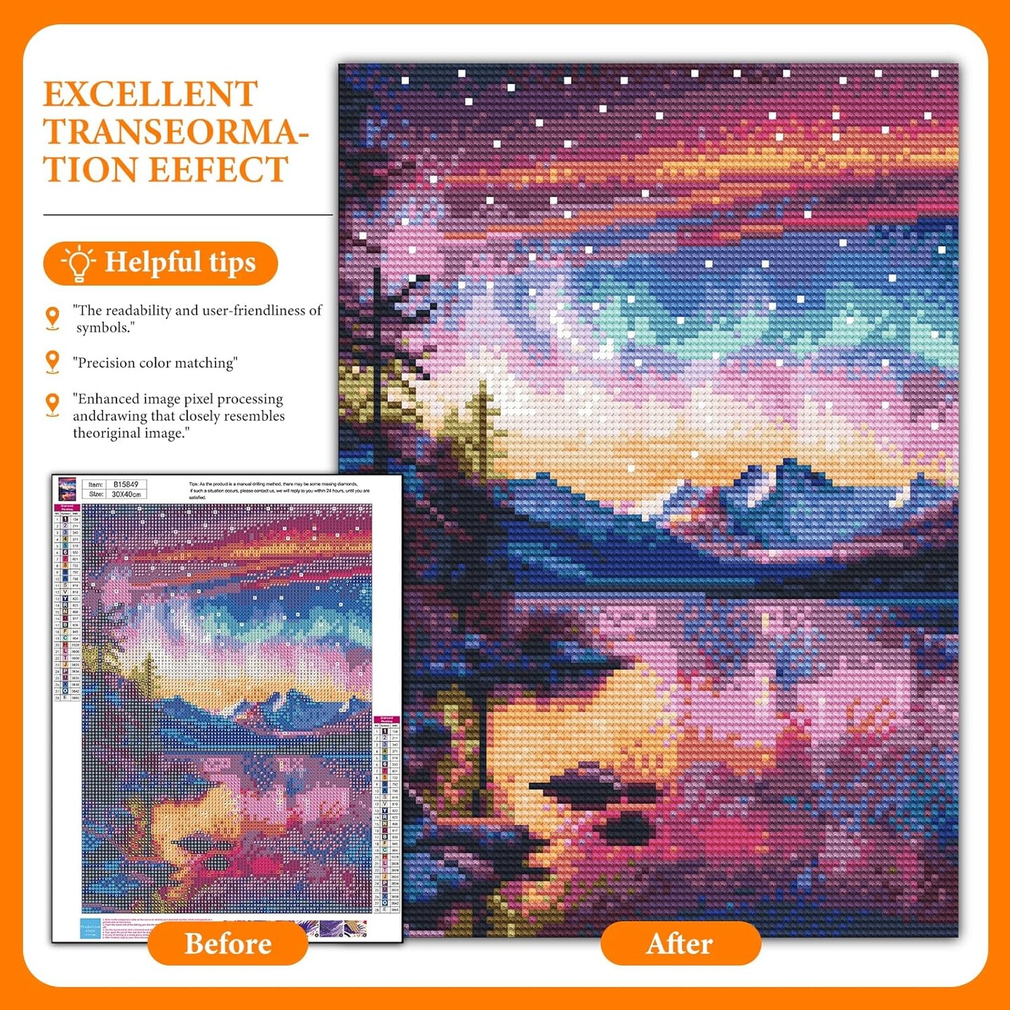 Aurora Diamond Art Kits for Adults, 5D Starry Sky Lake Diamond Painting Kits for Beginners, Fantastic Landscapes DIY Full Drill Dots Gem Art Paint for Home Wall Decor 12 x 16 Inch