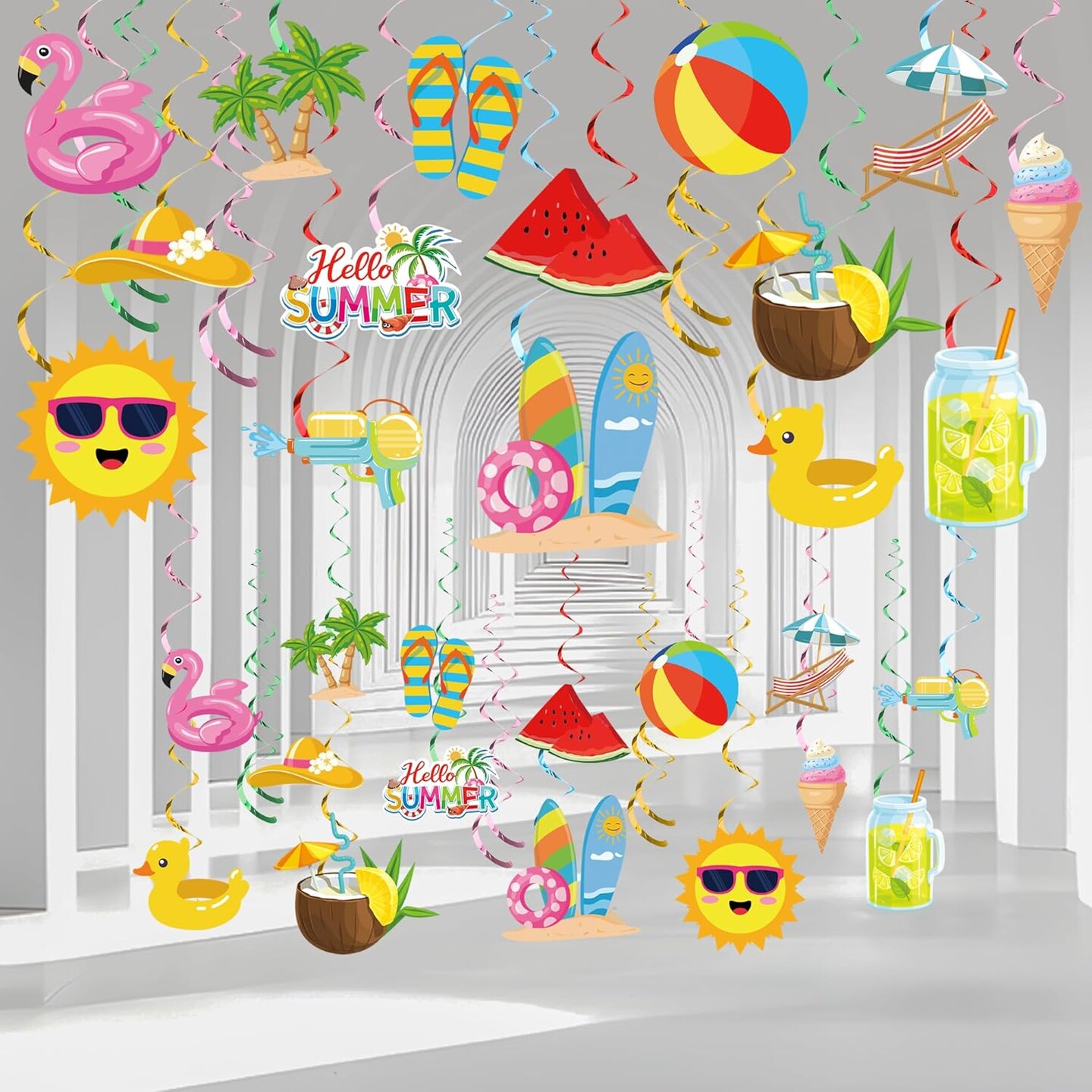 36 PCS Summer Party Hanging Swirls Pool Beach Swirls Decorations