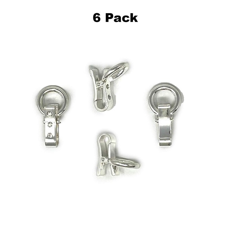 Rhinestone Side Open Hook Sterling Silver Plated 1.5 Inches Long with 1/2 Inch Loop