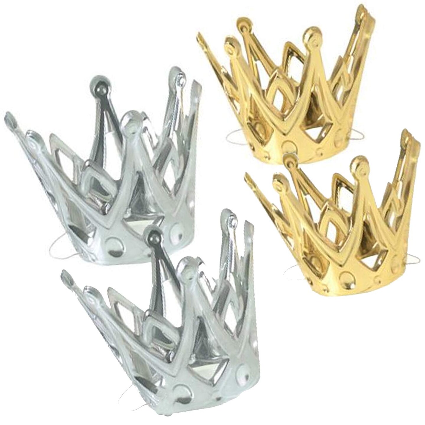 Miniature Crowns Metallic Silver &#x26; Gold 12 Units