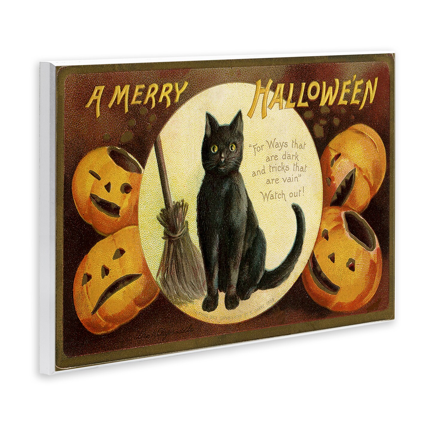 A Merry Halloween Black Cat Wall Plaque Art