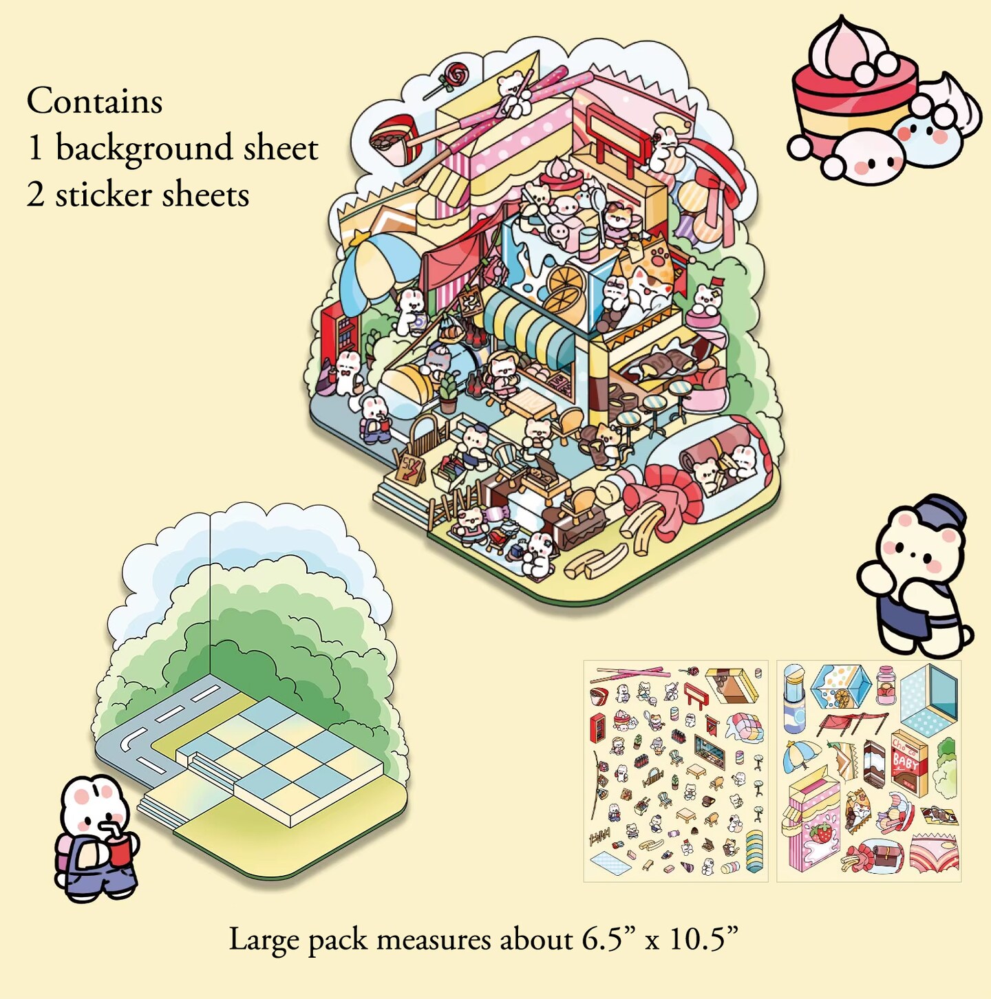 Candy Factory Sticker Scene, Isometric Sticker Activity, Adorabilities